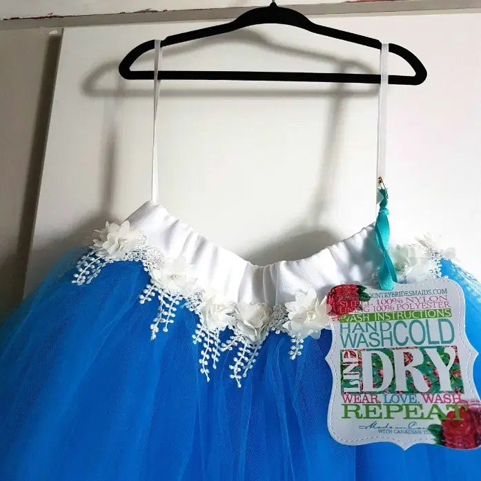 close up view of waist on Turquoise Tutu Skirt For Girls image 0