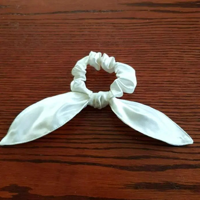 Silk Ivory Flower girl scrunchie hair accessory image 2