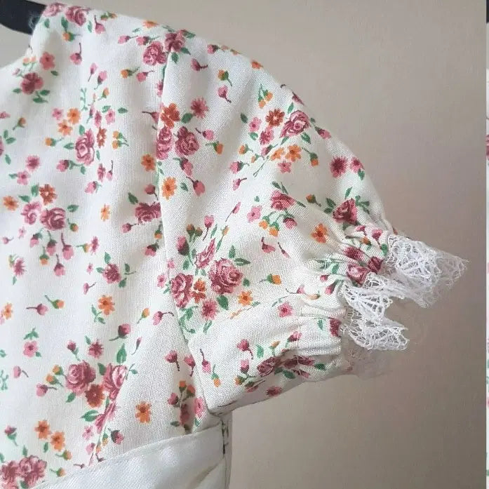 close up view of puff sleeve on Cotton Flower Girl Dress image 7