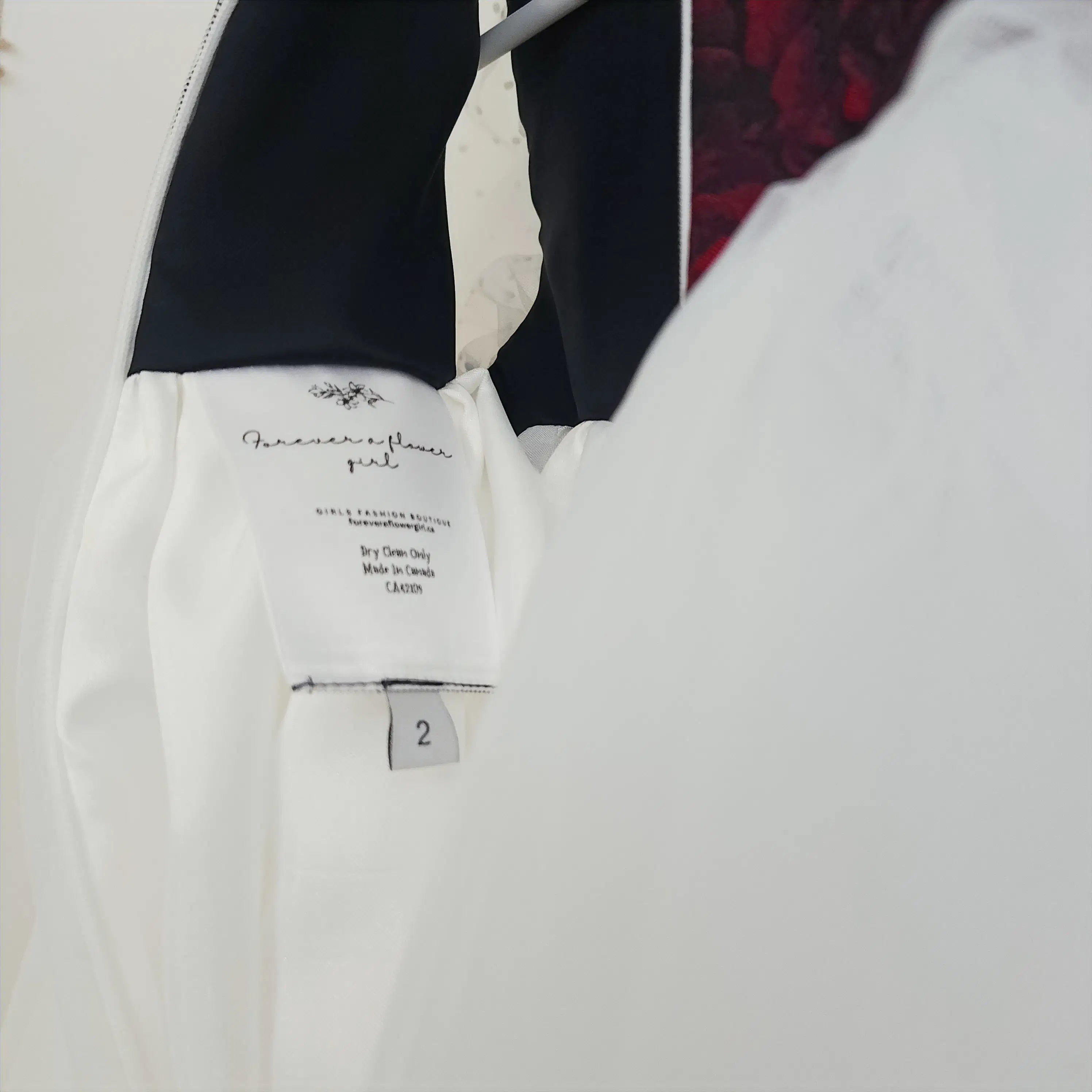 size tag on Red and White Flower Girl Dress image 3