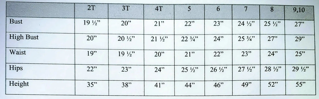 size chart for Babydoll Flower Girl Dresses image 7