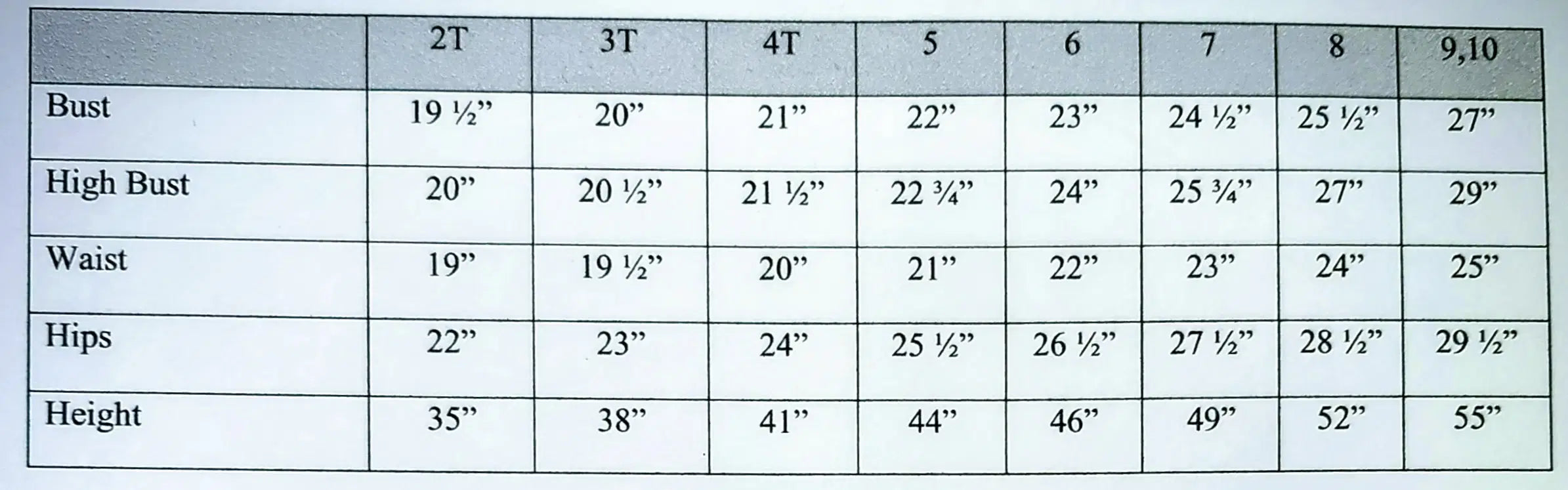 size chart for Babydoll Flower Girl Dresses image 7