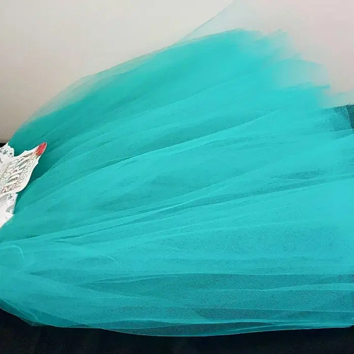 flat view of teal green Tutu skirt for Kids image 4