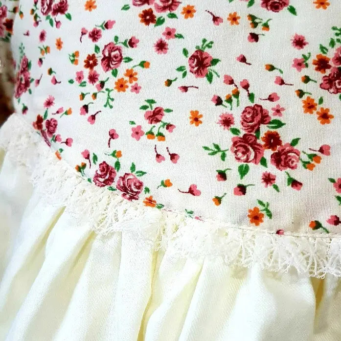 close up view of floral bodice on Cotton Flower Girl Dress image 4