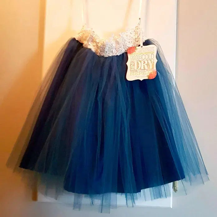 Girls dark blue Tutu Skirt hanging on a hook image 3