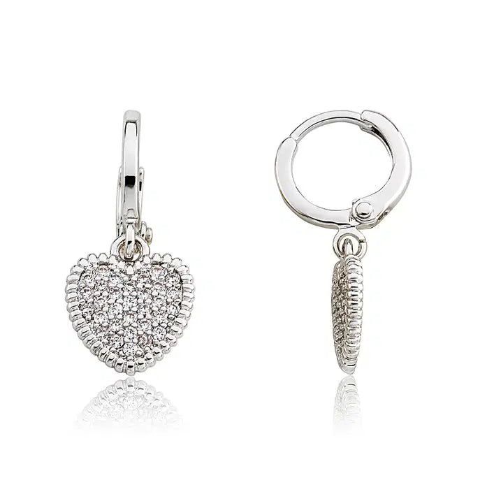 Girls silver heart shaped earrings image 0