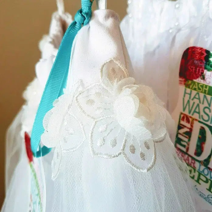 close up view of flowers on a White Tutu Skirt image 0