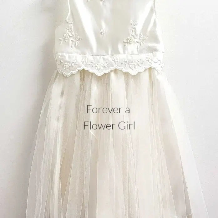 Silk Ivory Flower Girl Dress with tulle and satin bodice image 0