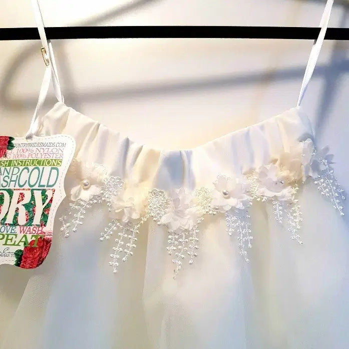 close up view of waist detail on Ivory Tulle Skirt image 