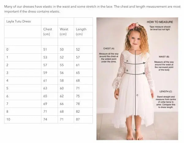 size chart for Flower Girl Dresses  with lace and V backimage 5