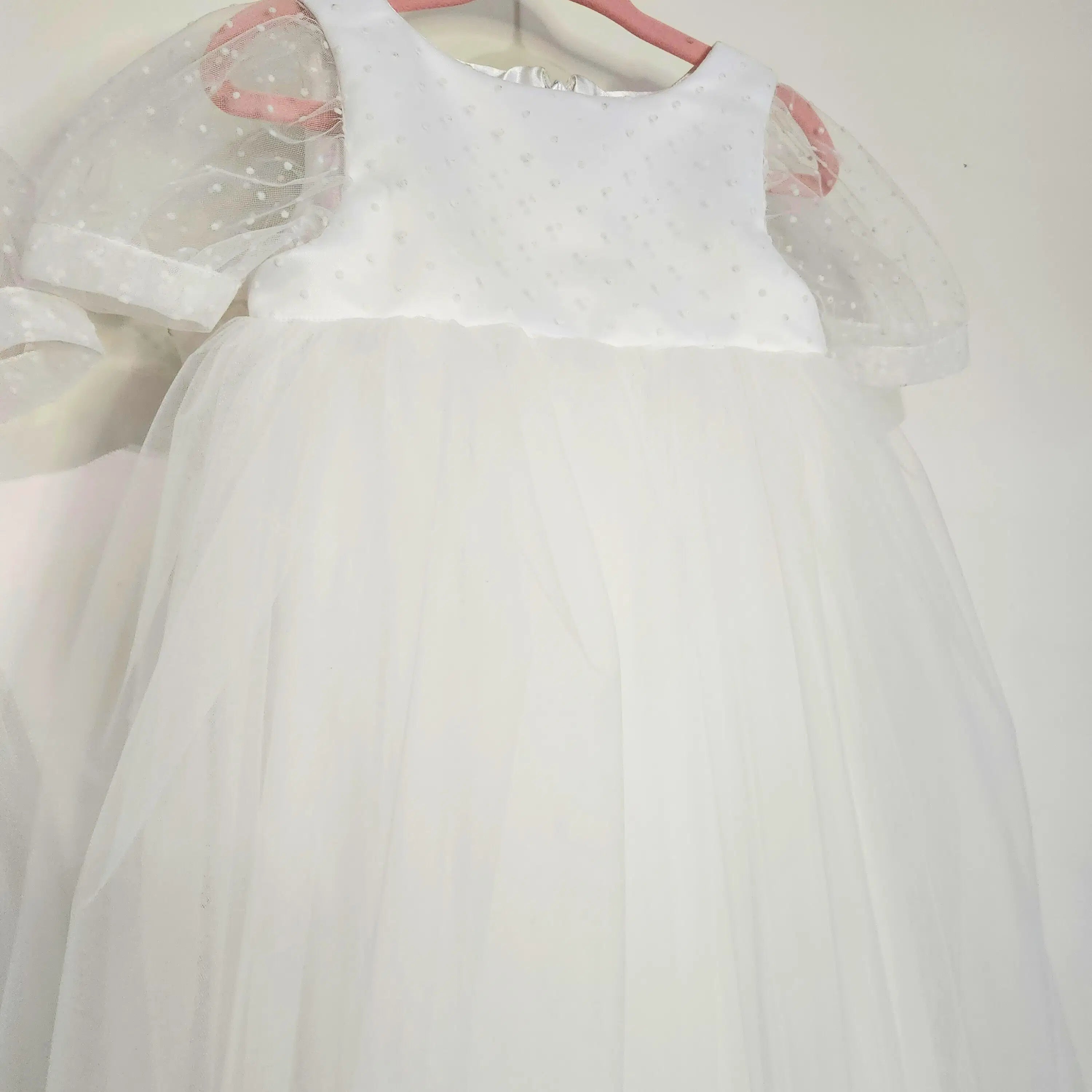 close up view of front bodice on White Flower girl Dress image 6