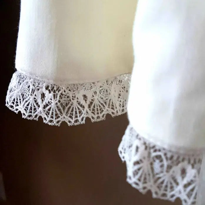 close up view of hem on Cotton Flower Girl Dress image 1