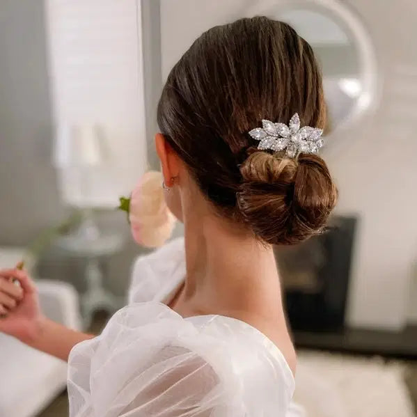leaf pattern Wedding Hair Accessory barrette hairclip diamante crystals image 2