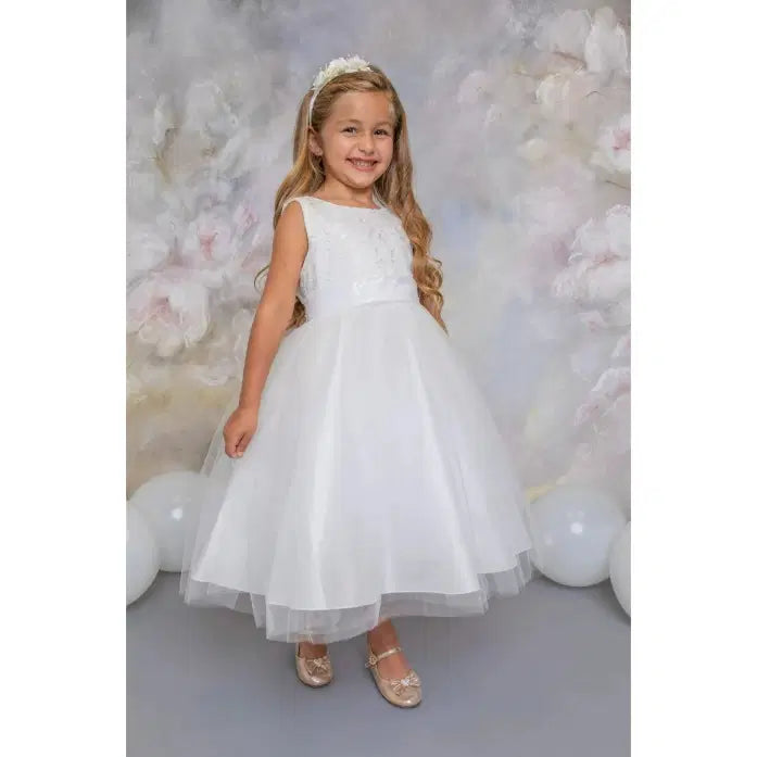 Front view of V back flower girl dress  image 1