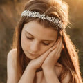 model wearing a flower girl Headband image 0