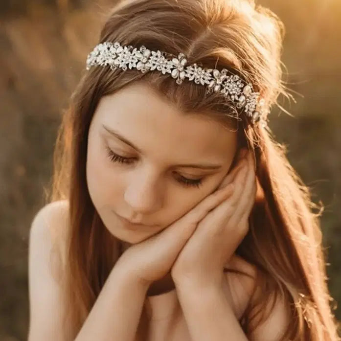 model wearing a flower girl Headband image 0
