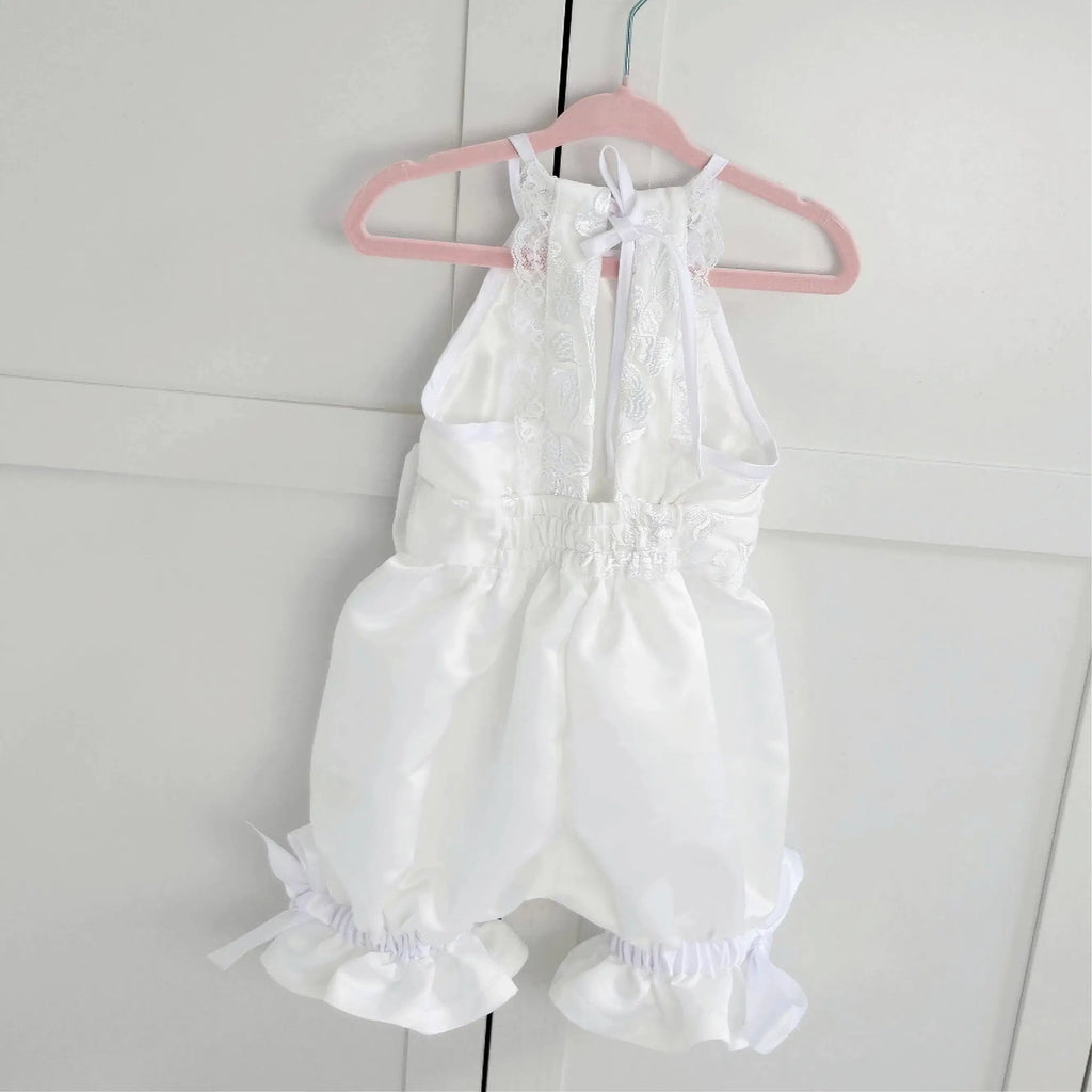 back view Flower girl Romper with Pantaloons image 6