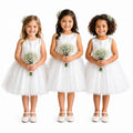 Elegant Flower Girl Dresses with satin bodice and tulle skirt with pearls image 0