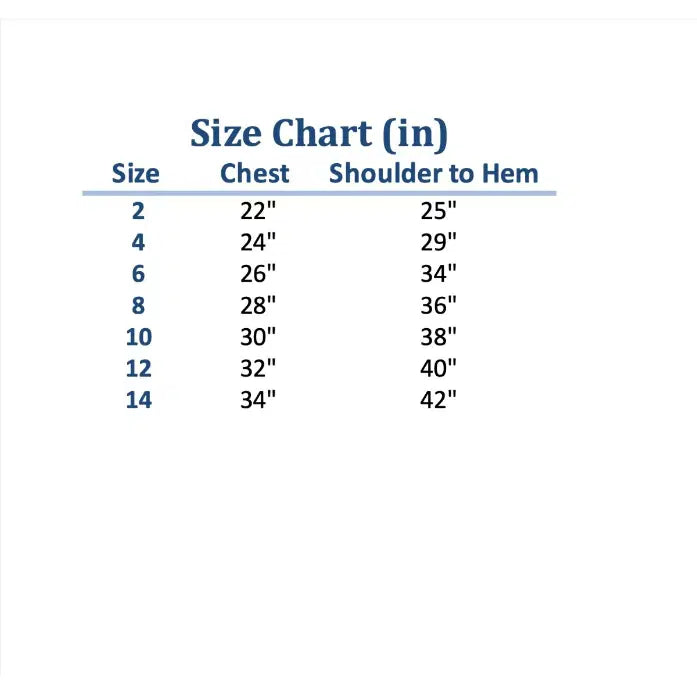 size chart for V back flower girl dress  image 2