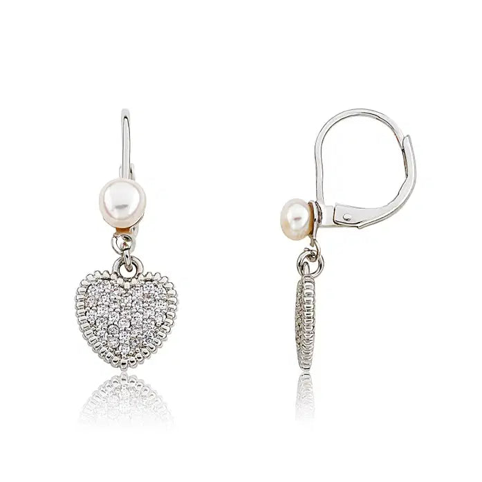 side view of silver Heart Shaped Earrings For Girls image 2
