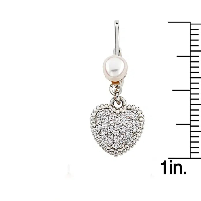 close up view of silver Heart Shaped Earrings For Girls image 0