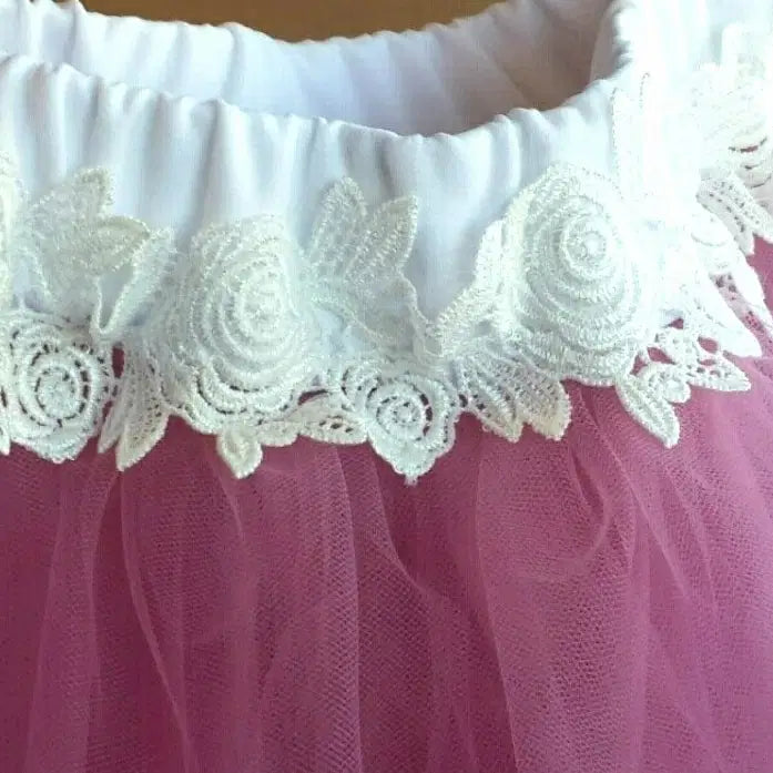 close up view of lace detail on Dusty Rose Tutu Skirt image 1