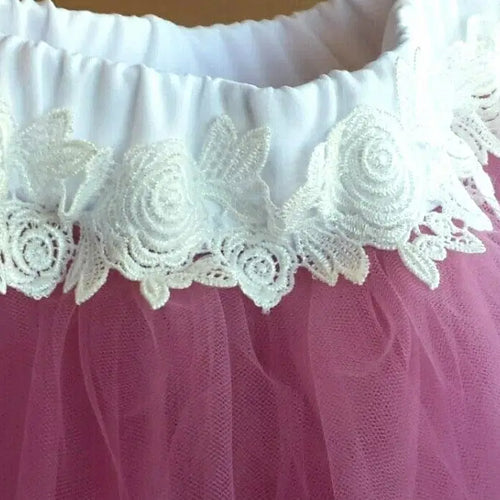 close up view of lace detail on Dusty Rose Tutu Skirt image 1