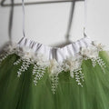 close up view of white lace waistband on Sage Green Tutu Skirt image 1