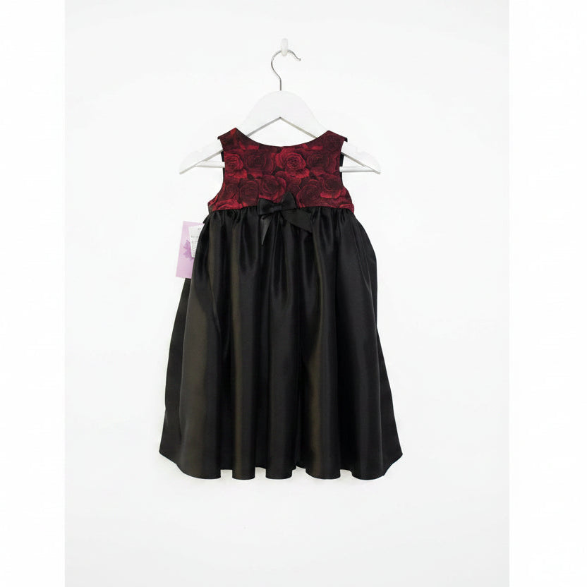 Girls Special Occasion red and black Dress hanging from a hook image 5