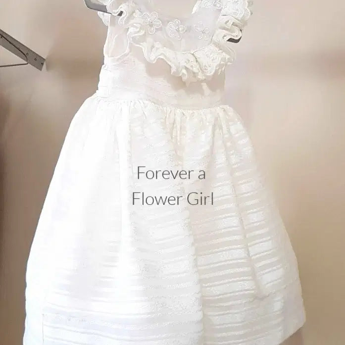 image of Ivory Silk Flower Girl Dress with horsehair hem image 1