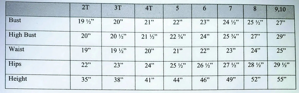 size chart for Elegant satin and tulle Flower Girl Dress image 7