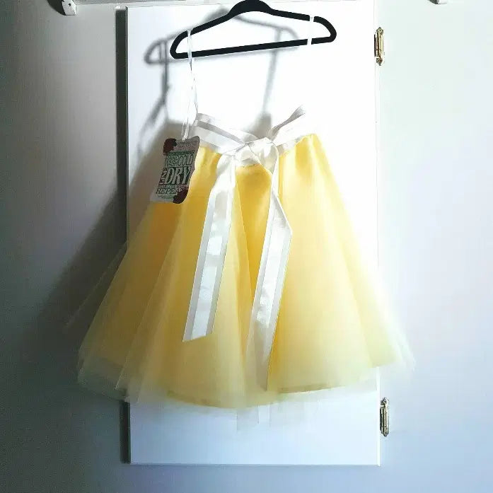 Back view of Yellow Tutu Skirt with Ribbon Sash image 1
