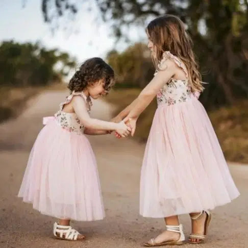side view of Pink Flower Girl Dresses image 5