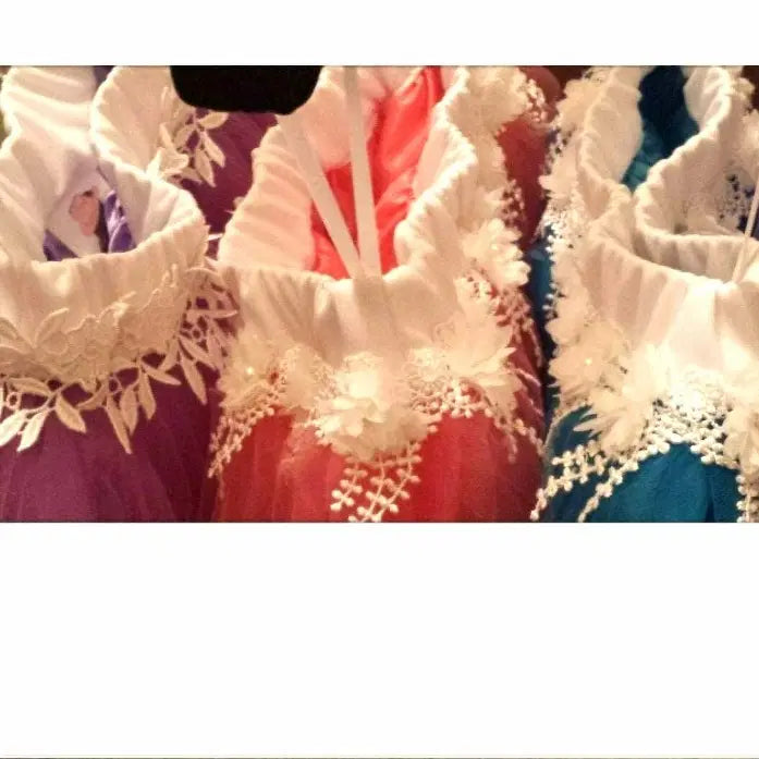 close up view of waist detail on Coral Tutu Skirt image 3