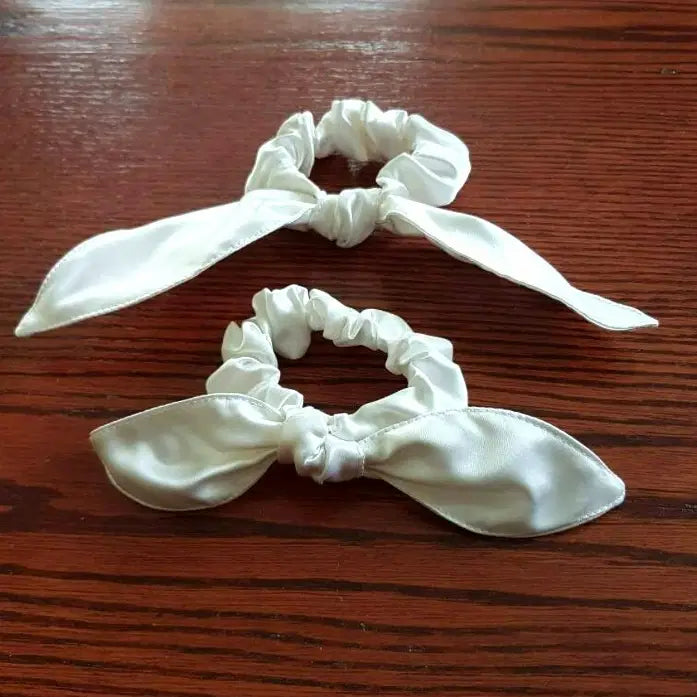two silk hair scrunchies for flower girls image 4