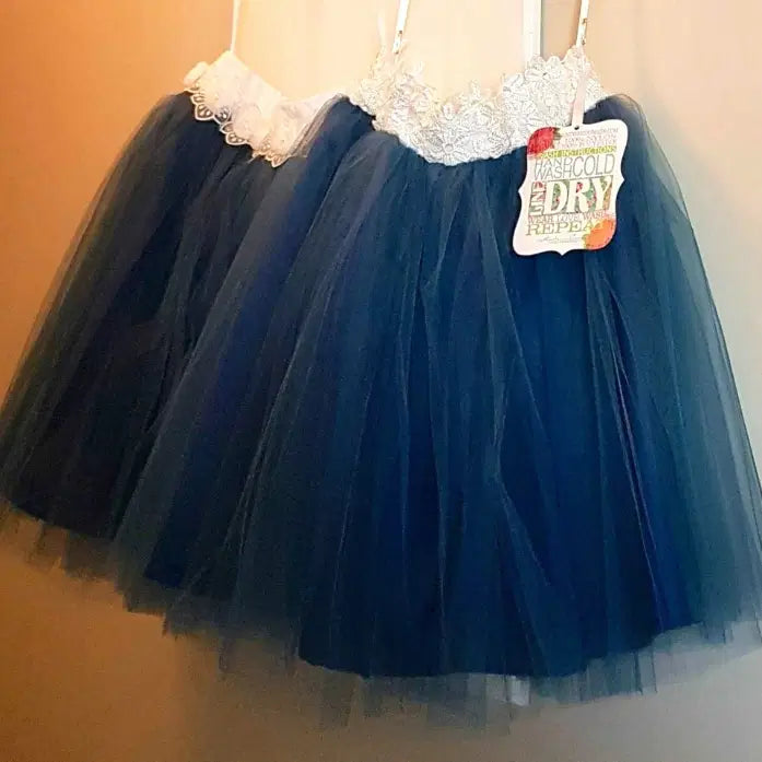 two girls dark blue Tutu Skirts hanging  on a hook image 4