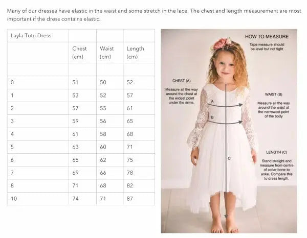 Size chart for Pink Flower Girl Dresses image 7