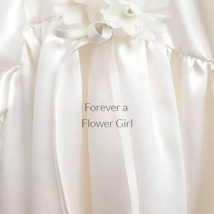 Hand Sewn Flowers on a Silk Satin Flower Girl Dress image 3