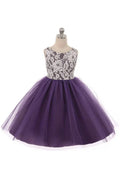 Image of Purple Flower Girl Dress and white lace bodice image 0
