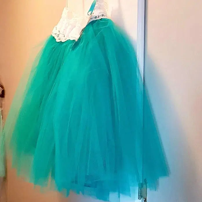 side view of teal green Tutu skirt for Kids image 1