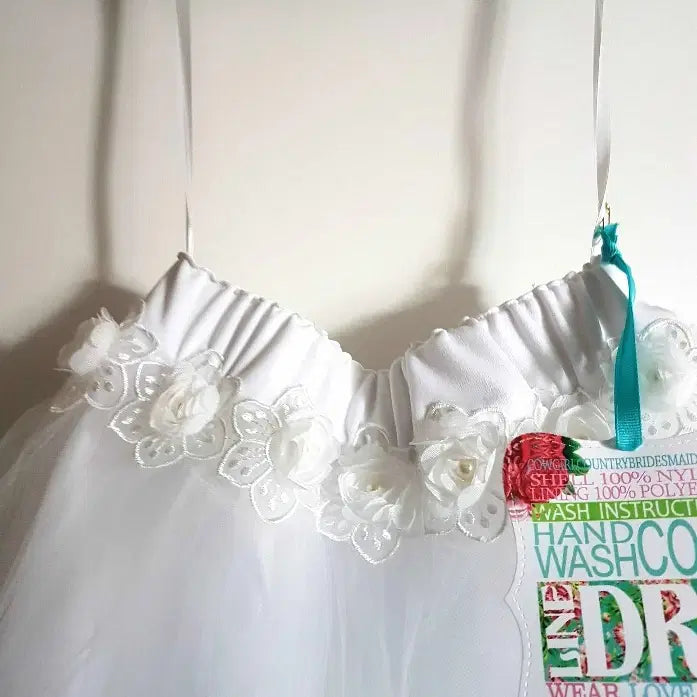 close up view of waist detail on White Tutu Skirt image 3