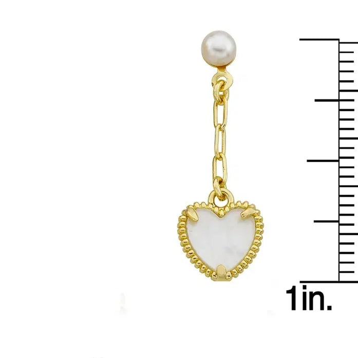 image of length of gold plated heart Flower Girl Earrings image 2