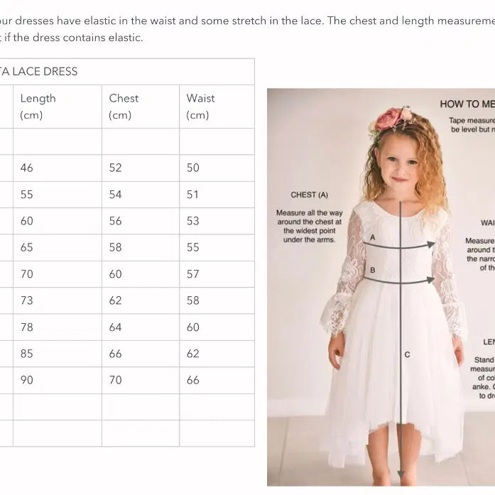 Size chart for Boho Flower Girl Dress image 6