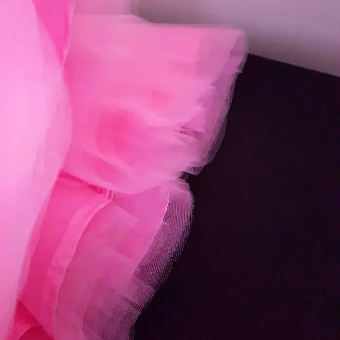 close up view of Pink Tulle Skirt layers image 3