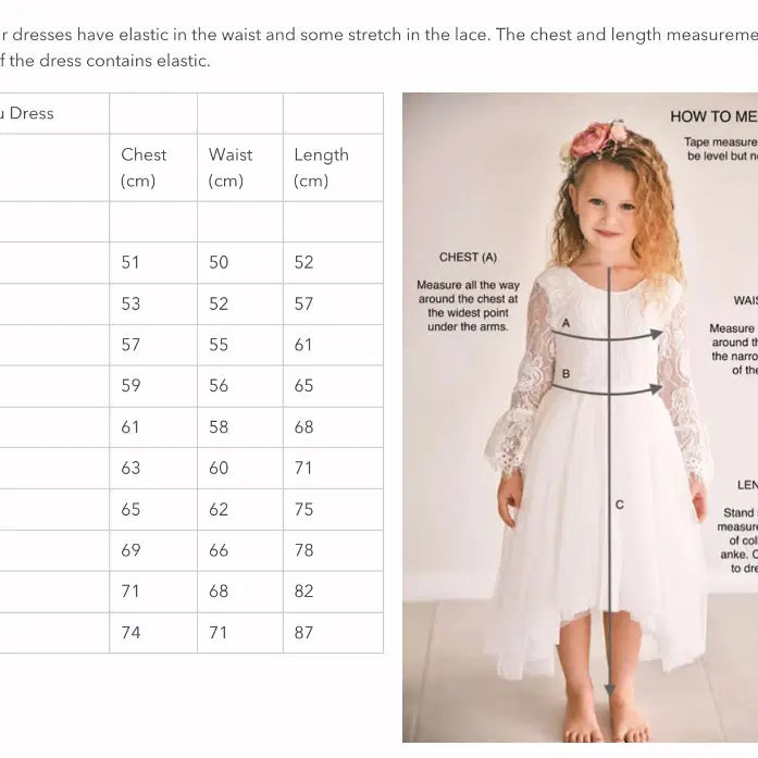 size chart for Ivory flower girl Dress For Wedding image 4