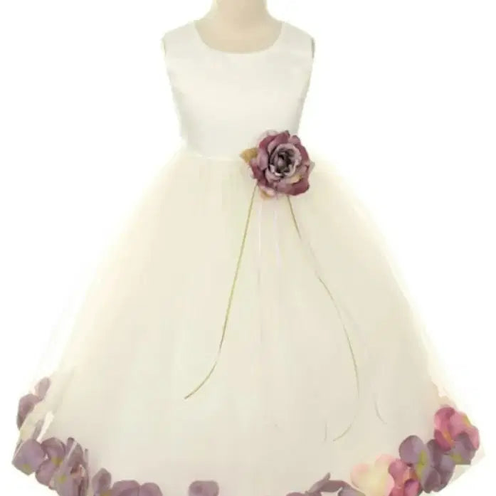 light purpleFlower Girl Dress with white satin bodice image 2