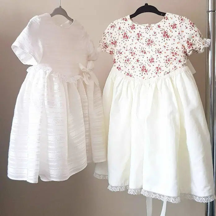 Cotton Flower Girl Dress hanging on a rack image 5
