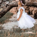 side view of Boho Flower Girl Dress image 0