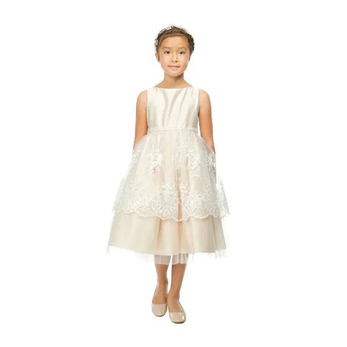 Classic Ivory Satin and Lace Flower Girl Dresses - Forever a Flower Girl