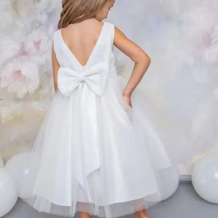 V back Flower girl Dress with sequins image 0